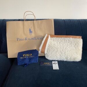 Women's POLO RALPH LAUREN Contrasting-trim shearling envelope clutch bag